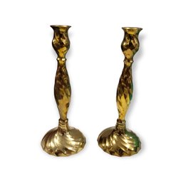 Vintage Brass Candle Sticks - Set Of 2
