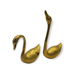 Beautiful Vintage Brass Swans - Made In Korea - Set Of 2