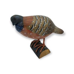 Hand-Carved And Painted Wood Partridge