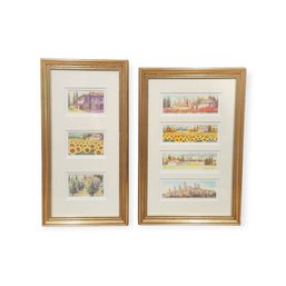 Two Framed Sets Of Miniature Watercolors Signed Peggy Sands