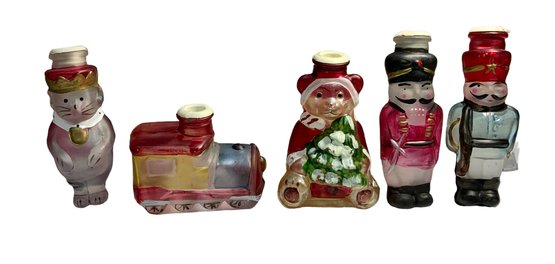 Vintage Christmas Light Covers Nutcracker Characters Train Etc Glass And Hand Painted