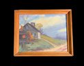 Small Signed Folk Art Cottage Painting