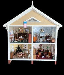 Two Story Vintage Antique Furnished Dollhouse