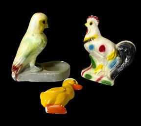Trio Of VTG/Antique Chalkware Birds