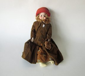 German Blonde Bisque-head Doll In Cloche Hat