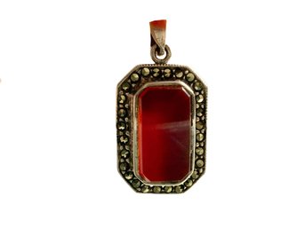 Vintage Sterling Carnelian And Marcasite