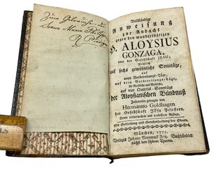 1775 The Life Of St. Aloysius Gonzaga, Germany  Munich Rare Old Book Christian Religion