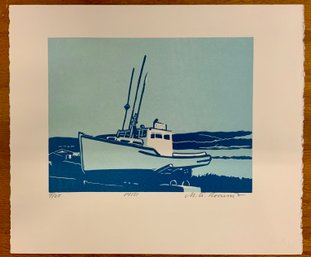 Michael A. Roosevelt Block Print Of Boat