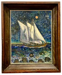 Oil Painting Of Ship By Philip Barter (1939-