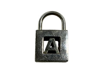 Marked Sterling Silver 'A' Padlock Charm Marked Tiffany & Co