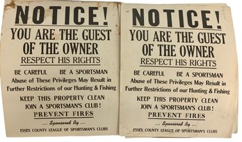 Four Vintage/Antique Essex  MA Sportsman Signs