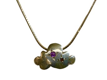 Sterling Cloud Necklace With Garnet And Amethyst