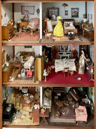 Jam Packed Three-Story Vintage Furnished Dollhouse