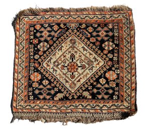 Antique Qashqai Bagface Oriental Rug Mat Persian Weaving
