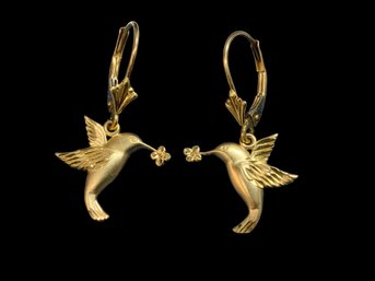 14K Gold Hummingbird Earrings