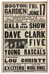 Original Vintage Dave Clark Five, Young Rascals Boston Garden Poster B