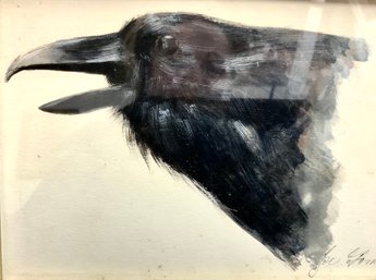 Small Detailed Goache Of Crow By Joe Gomas