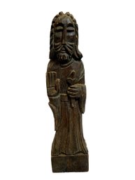Wooden Hand Carved Wooden Folk Art Religious Statue  Jesus