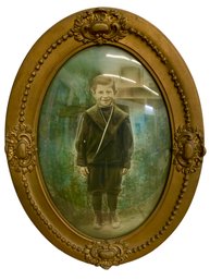 Victorian Colorized Bubble Glass Portrait Of Boy