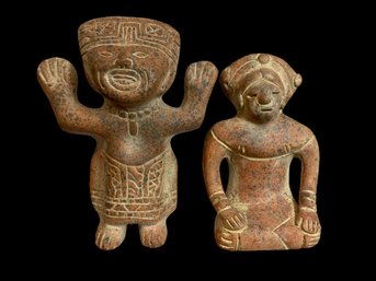 Pair Of Vintage Mexican Clay Statues