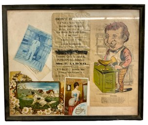 Victorian Scrapbook Trade Cards Collage In Frame