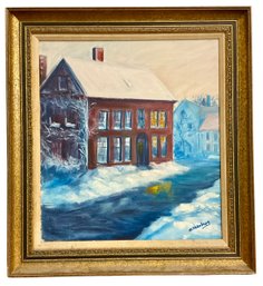 Folk Art Winter Scene Signed B Holmberg