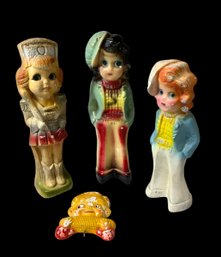 Four VTG/antique Chalkware Figure Ladies