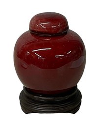 Vintage / Antique Oxblood Glaze Chinese Ginger Jar And Stand