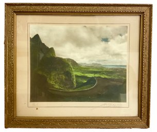 Signed Colorized Antique Landscape Photo Of Hawaii