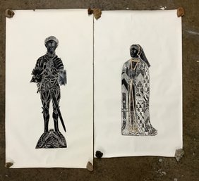 Pair Of Exceptional Brass Church Rubbings