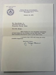 Rare J Edgar Hoover Personal  Live Ink Hand Signed Letter On FBI Stationary!