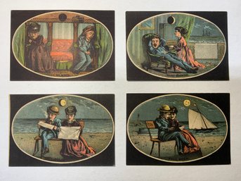 Victorian Courtship Novelty Ephemera Cards 4 Phases Of The Moon