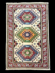 Wool And Cotton Blend Hand Woven Rug A