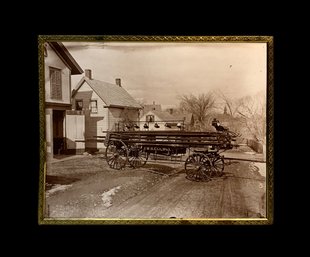 Framed Photo Of 19th Century Firetruck