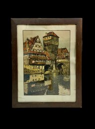 Framed Fritz Beckert Print Vintage