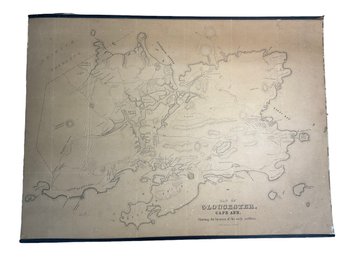 Antique 1860 Map Of Gloucester MA Cape Ann Showing Early Settler Locations