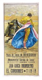 Fantastic Vintage 1966 Spanish Bullfighting Poster Benidorm Plaza De Toros Spain