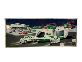 2001 Hess Helicopter With Motorcycle And Cruiser New In Box
