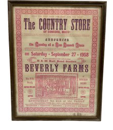 1958 Beverly Farms MA Country Store Advertising Broadsheet Piffin Family Concord Massachusetts