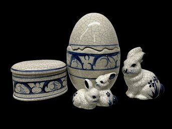 Vintage Dedham Pottery Rabbit Pattern Lot