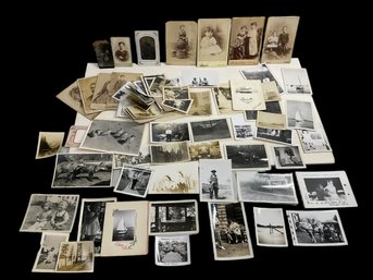Large Lot Of Antique And Vintage Photographs Tintype Of Sailor Foxes Sailboats Fishing Etc