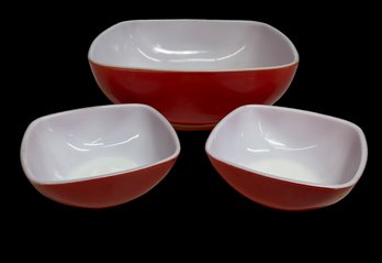 Vintage Red Square Pyrex Ovenware Dishes Marked 41 46 And 47