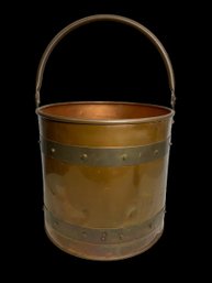 Vintage Brass Bucket In The Style Of Arts And Crafts Firewood Holder
