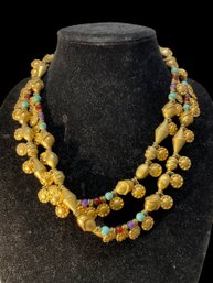 Oscar De La Renta? Vintage Necklace Turquoise And Amethyst