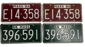 Two Sets Of Vintage Massachusetts License Plates 1964 And 1966
