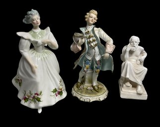 Vintage Porcelain Figures Royal Doulton Lefton China Hand Painted Gentleman Socrates