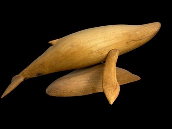 Hand Carved Wooden Hump Back Whale Al Retelle Andover MA  Conservation Area