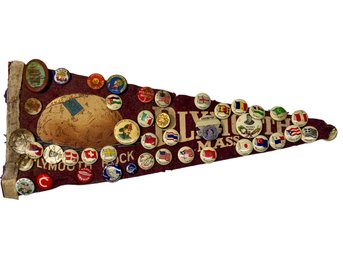 Pennant Plymouth Rock Felt Flag Covered In Pins