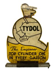 Rare Tydol Engineer Oil Sign Double Sided