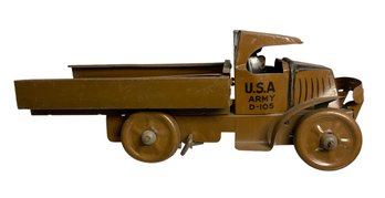 1930s Marx Tin Litho Wind Up Toy Army Truck D-105